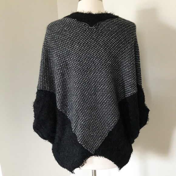 ANTHROPOLOGIE Pewter Poncho, black/grey, XS/S - Picture 6 of 7